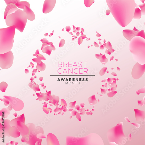 Breast cancer awareness pink flower petal card