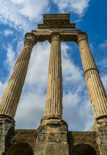 Photography Rome, Lazio / Italy - March 20, 2016: Three columns of the Temple of Castor and