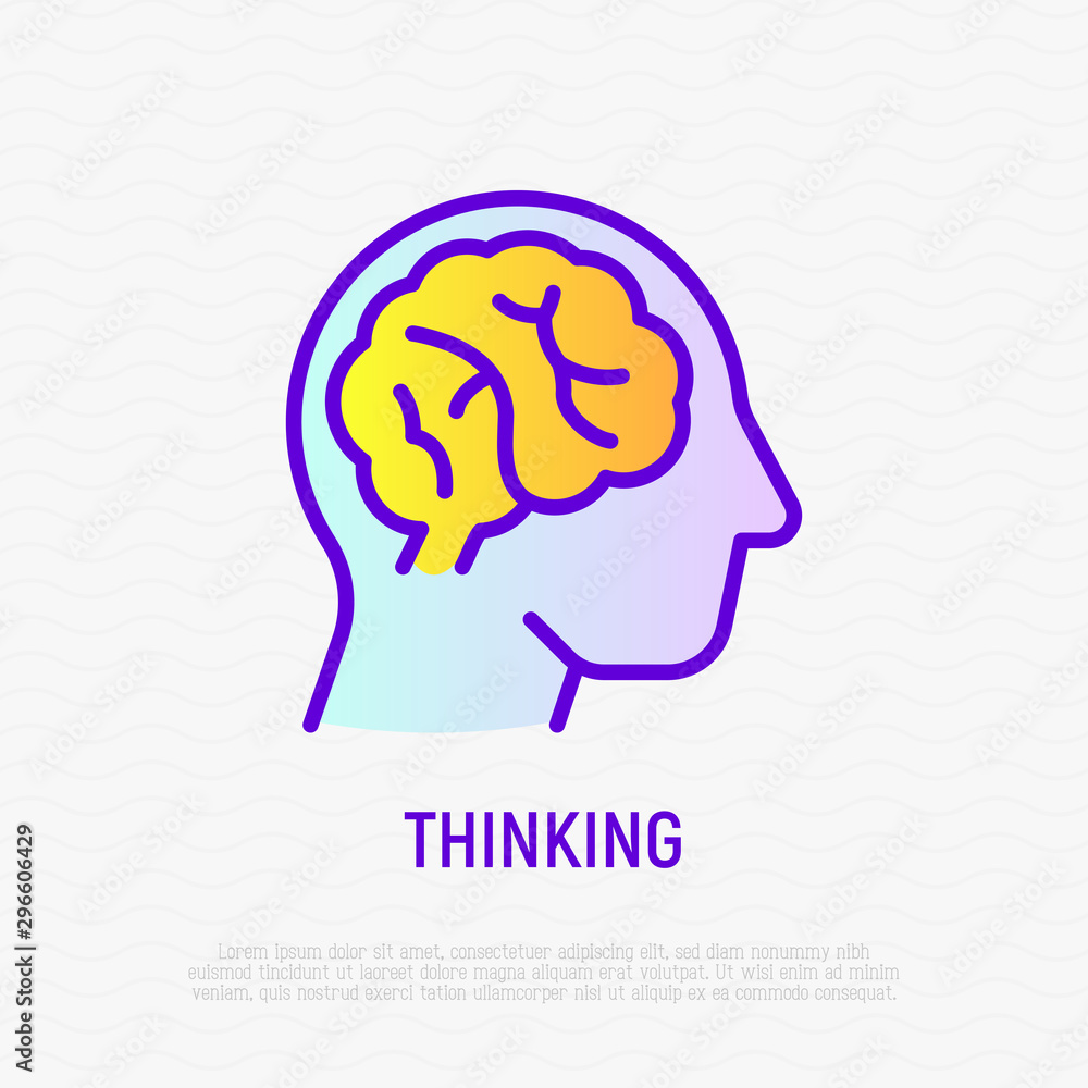 Human brain thin line icon. Symbol of thinking, creativity, idea. Modern vector illustration. Human brain thin line icon. Symbol of thinking, creativity, idea. Modern vector illustration.