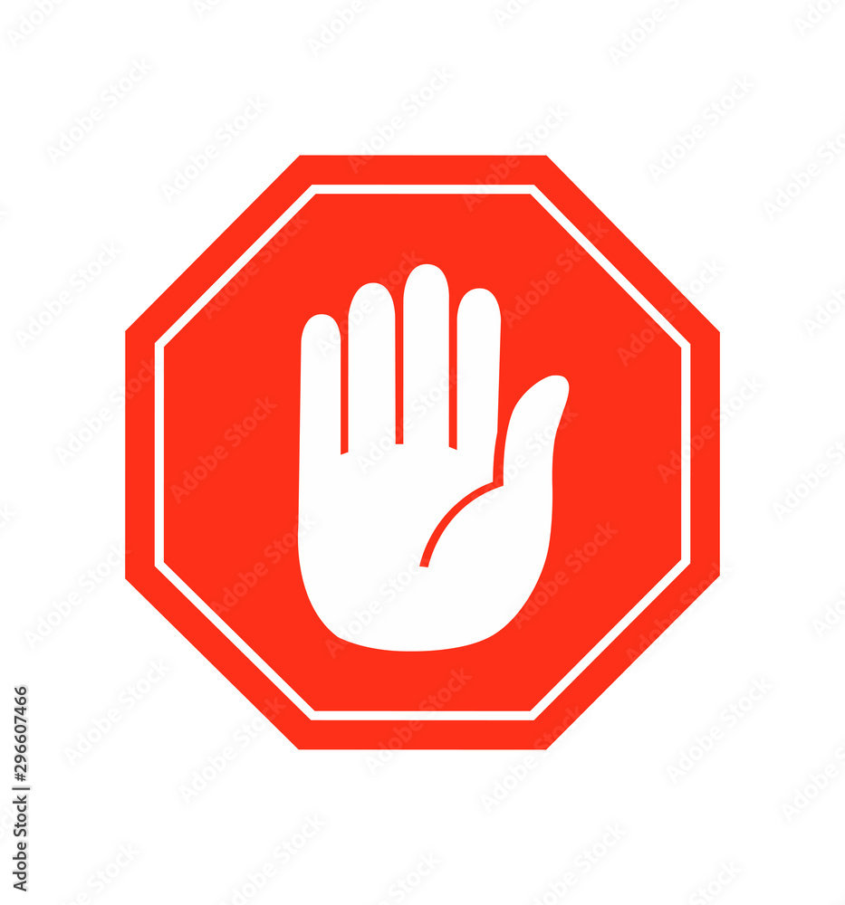 Hand stop icon vector sign symbol vector on white - obrazy, fototapety, plakaty 