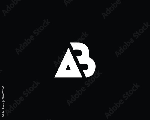 Trendy and Minimalist Letter AB Logo Design in Black and White Color , Initial Based Alphabet Icon Logo