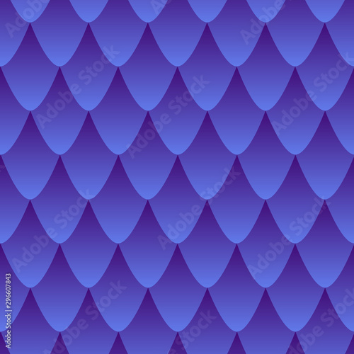 Scaly skin seamless pattern, colorful gradient in blue and dark violet color. Dragon skin abstract texture effect.