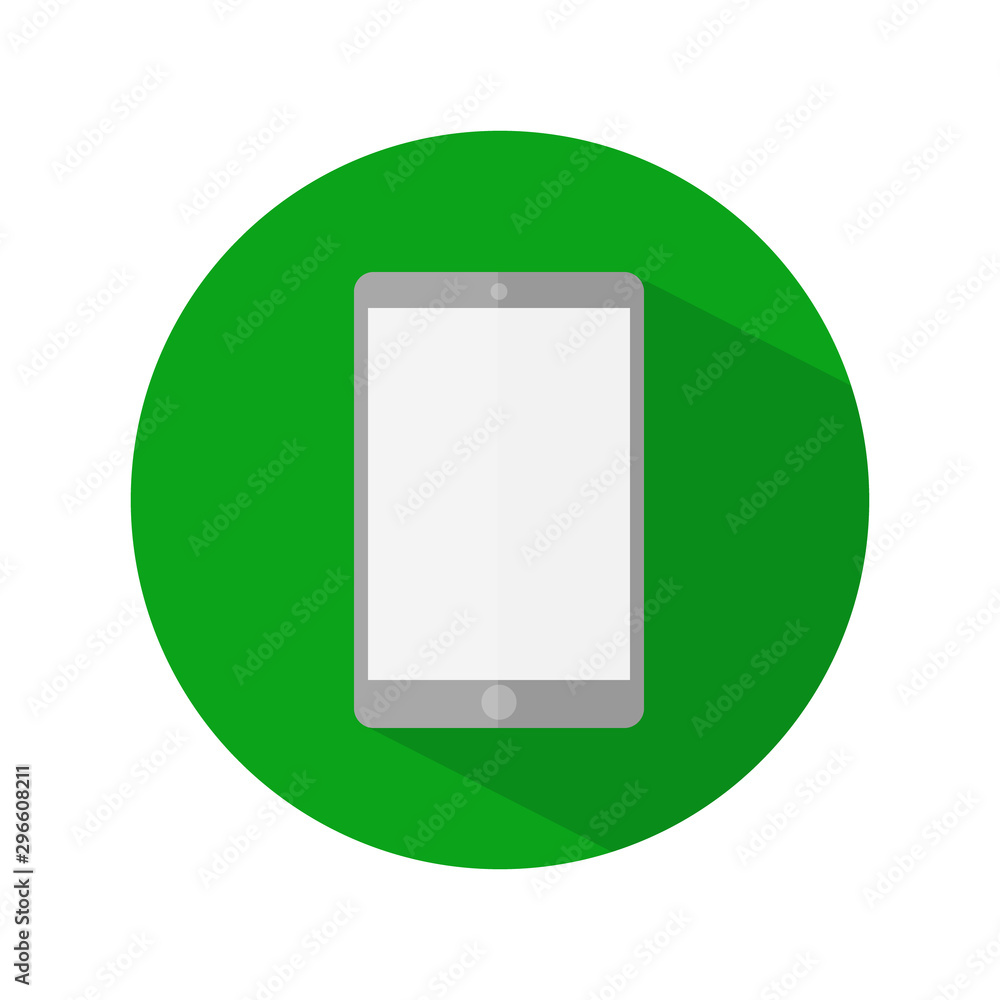 Simple tablet design in a green circle on a white background Simple tablet design in a green circle on a white background