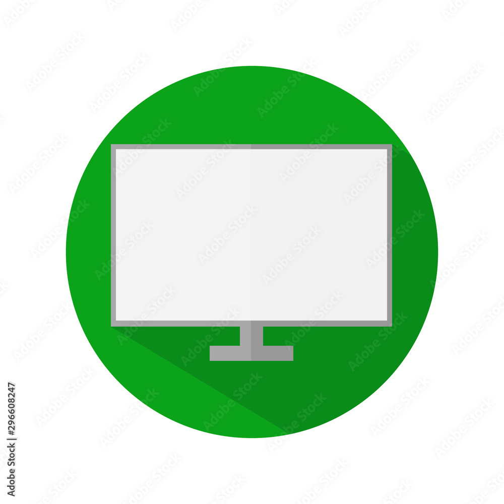 A simple PC monitor design in a green circle on a white background A simple PC monitor design in a green circle on a white background