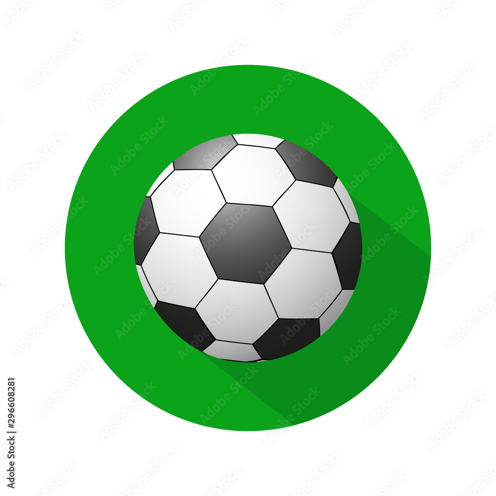 Simple design of a soccer ball in a green circle on a white background Simple design of a soccer ball in a green circle on a white background