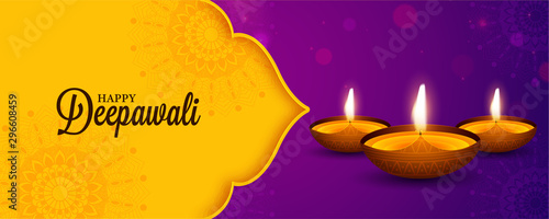 Creative banner, poster design on the indian festival of Lights Diwali with indian background or mandala. Happy Diwali.