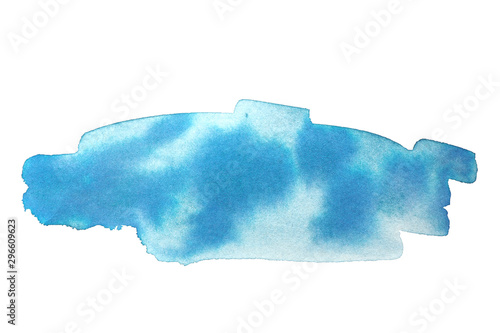 Stain of blurry blue acrylic paint. Isolate on a white background.. © Olga