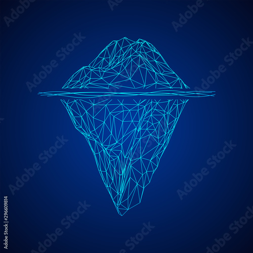 Iceberg abstract modern business background with lines. Wireframe low poly mesh vector illustration