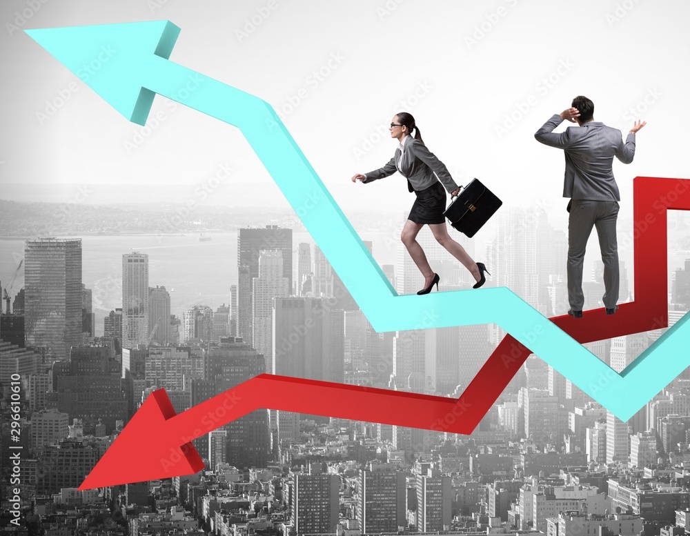 Business concept of both crisis and recovery Business concept of both crisis and recovery