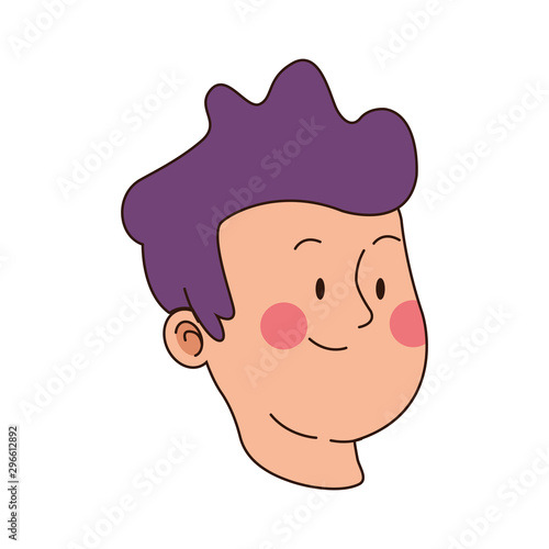 teen boy smiling, flat design