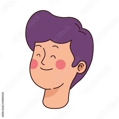 cartoon teenager boy face icon, colorful design