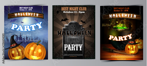 Halloween vertical background with pumpkins