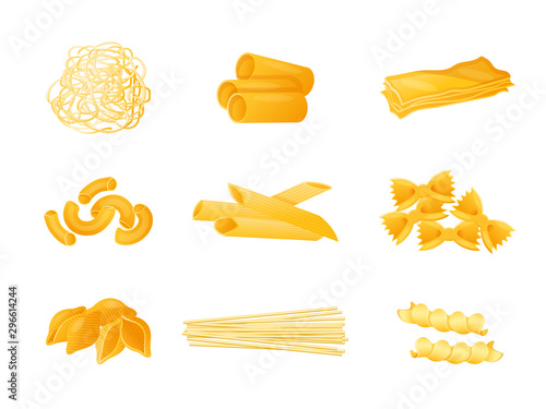 Pasta flat vector illustrations set