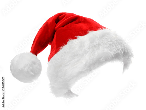 Santa Claus red hat isolated on white photo