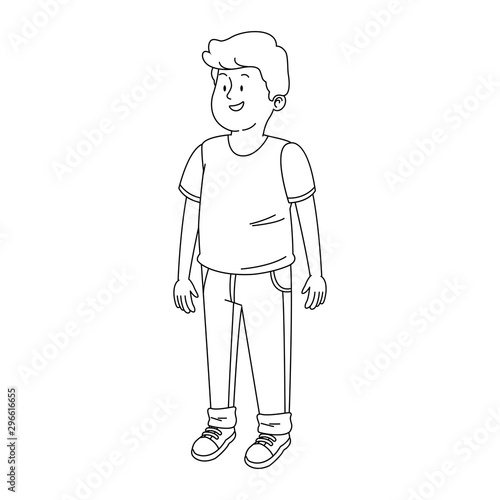 teen boy standing icon, flat design