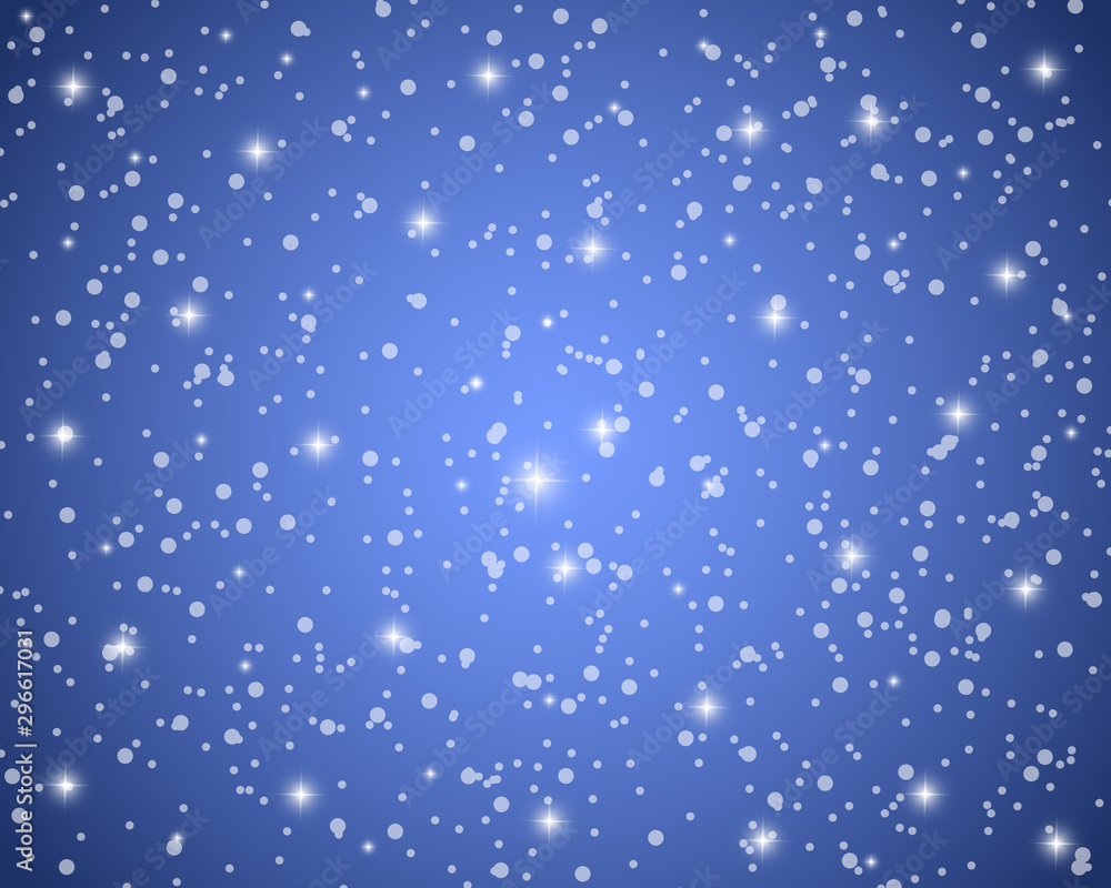 Christmas blue shiny background with snowflakes and lens