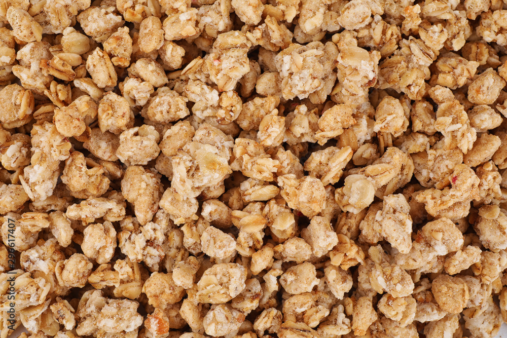 Healthy crunchy granola as background, top view Healthy crunchy granola as background, top view