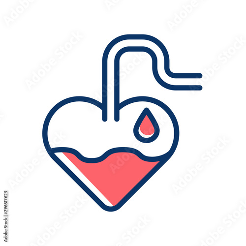 Blood transfusion color line icon. Donation, charity concept. Pictogram for web, mobile app, promo. UI UX design element.