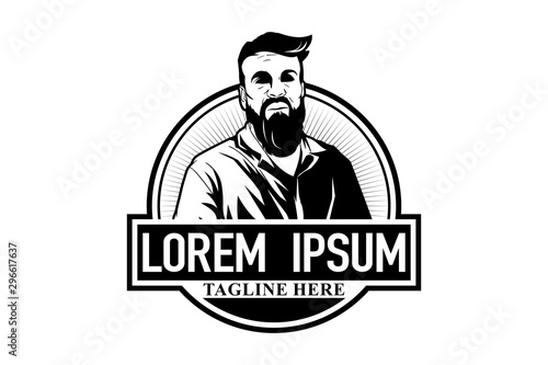 bearded man vector logo template