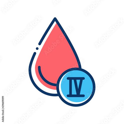 4 blood group color line icon. Donation, charity concept. Blood banking transfusion. Pictogram for web, mobile app, promo.