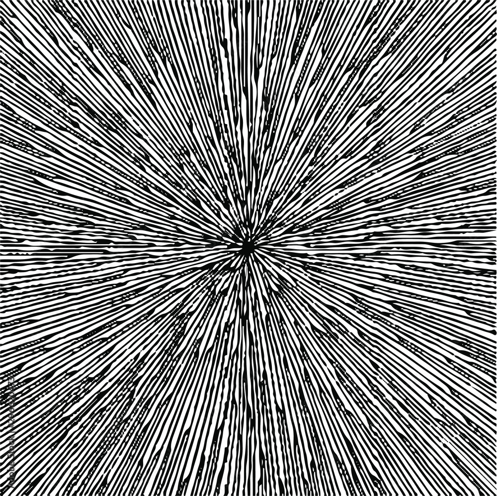 Obraz premium Circular starburst explosion texture. Distressed uneven grunge background. Abstract vector illustration. Overlay to create interesting effect and depth. Isolated on white background.