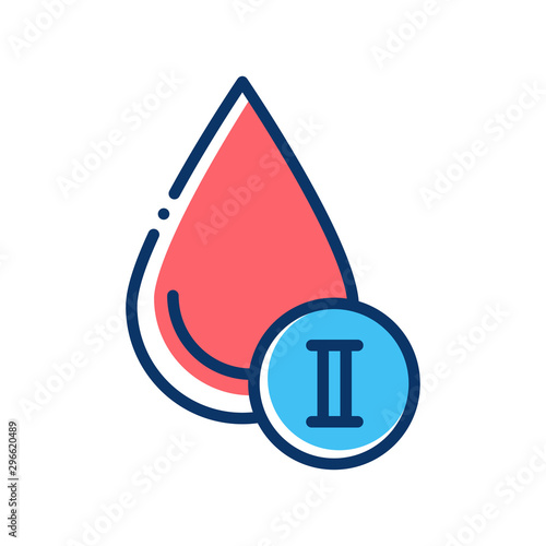 Two blood group color line icon. Donorship concept. Pictogram for web, mobile app, promo. UI UX design element.