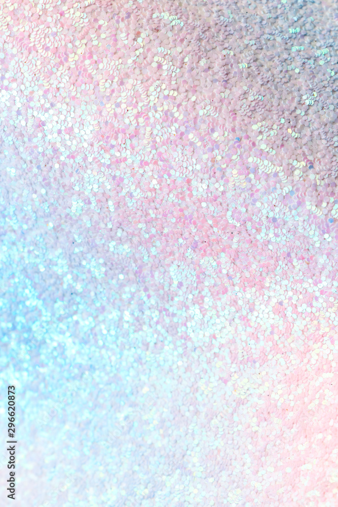 Background with a lot of sequins. Unicorn color. Unicorn concept.