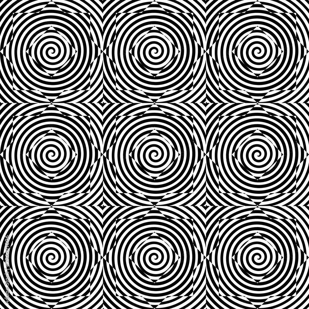 Abstract seamless vector geometric pattern. Optical illusion of rotation. Abstract seamless vector geometric pattern. Optical illusion of rotation.