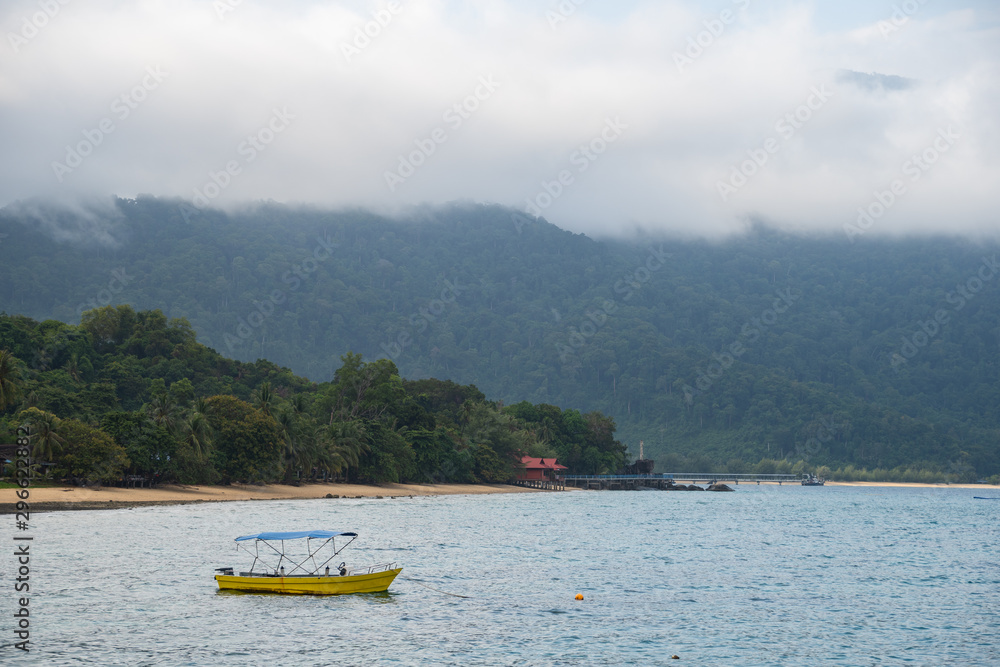 Mist rises from the rainforest in Tioman