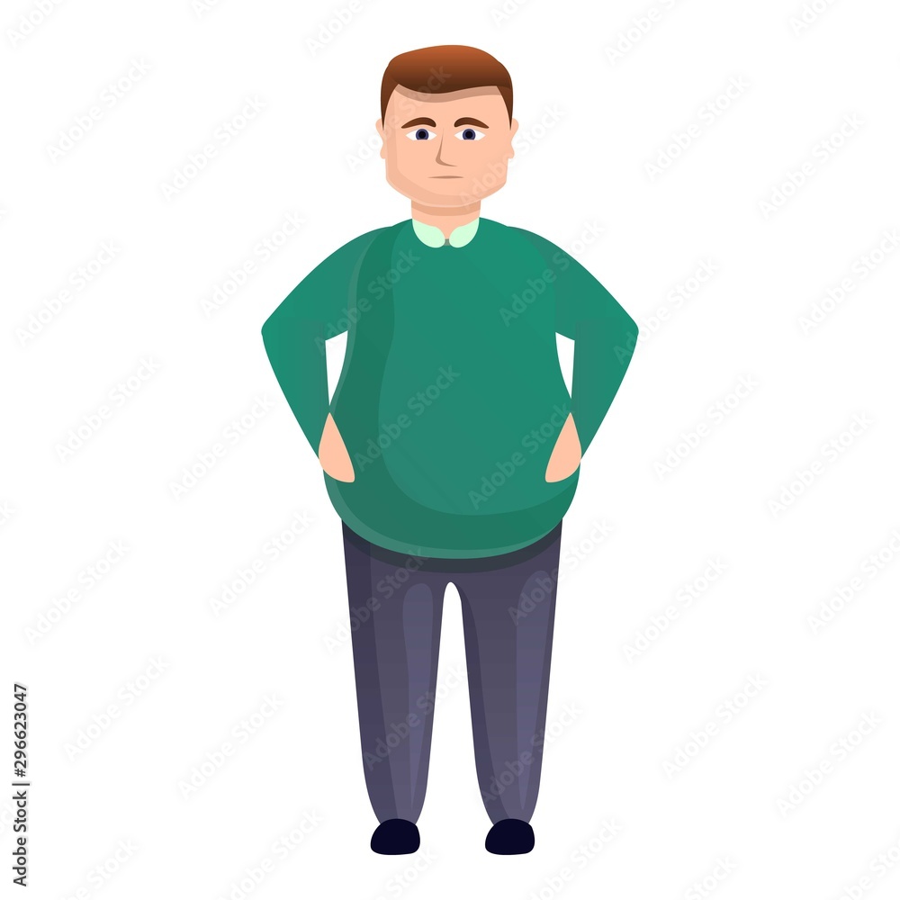 Fat man icon. Cartoon of fat man vector icon for web design isolated on white background