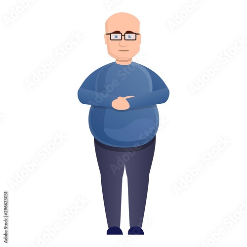 Bald man overweight icon. Cartoon of bald man overweight vector icon for web design isolated on white background