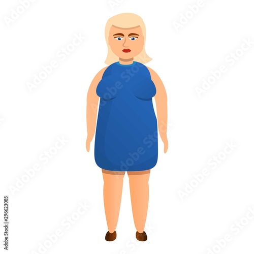 Overweight blonde woman icon. Cartoon of overweight blonde woman vector icon for web design isolated on white background