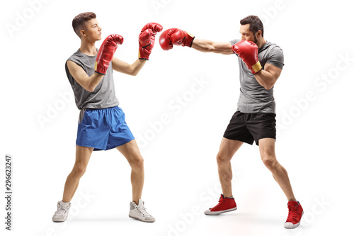 Two young men training box