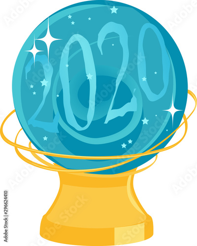 Chrystal ball with a vision of 2020 in it, EPS 8 vector illustration, no transparencies 