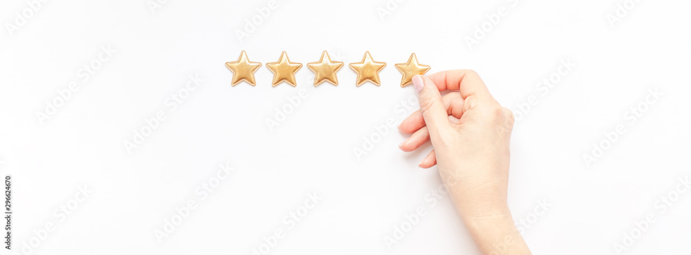 Obraz premium Five stars Customer Experience Feedback Concept