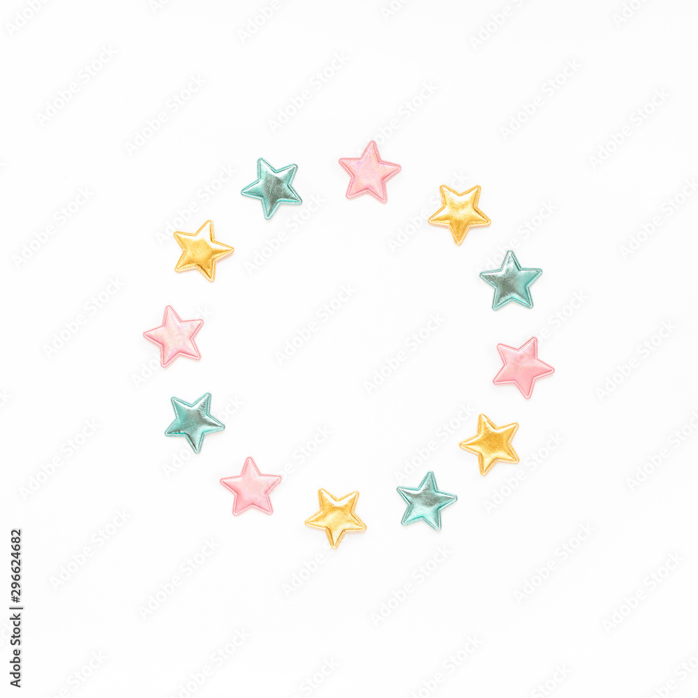 Decorative stars round wreath frame Decorative stars round wreath frame