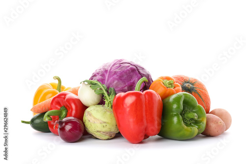 Composition with ripe vegetables isolated on white background