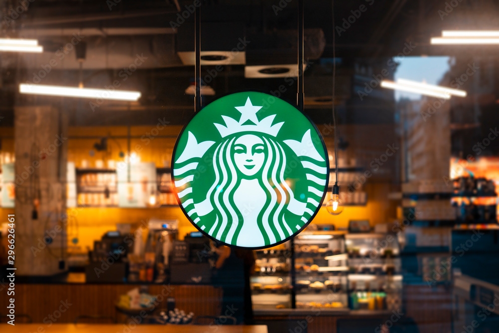 Melbourne, Australia August 20, 2019 Sign Starbucks Coffee. Company