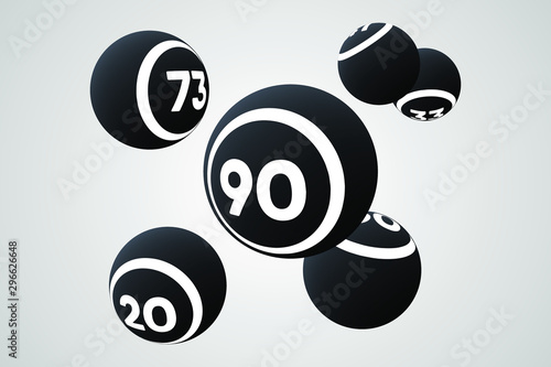 Black Bingo Balls Vector Illustration
