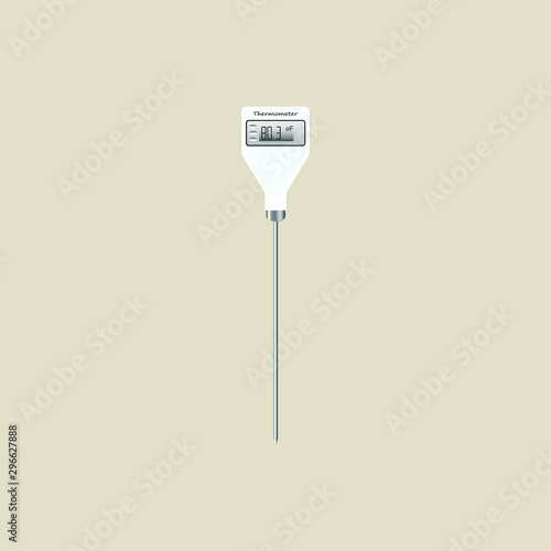 Digital thermometer on a white background. Temperature icon vector. Isolated vector illustration. Thermometer icon vector. Isometric design.
