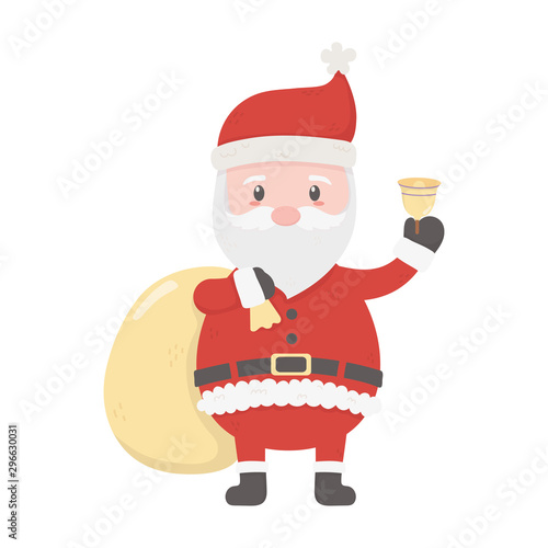 santa with bell and bag gifts celebration merry christmas