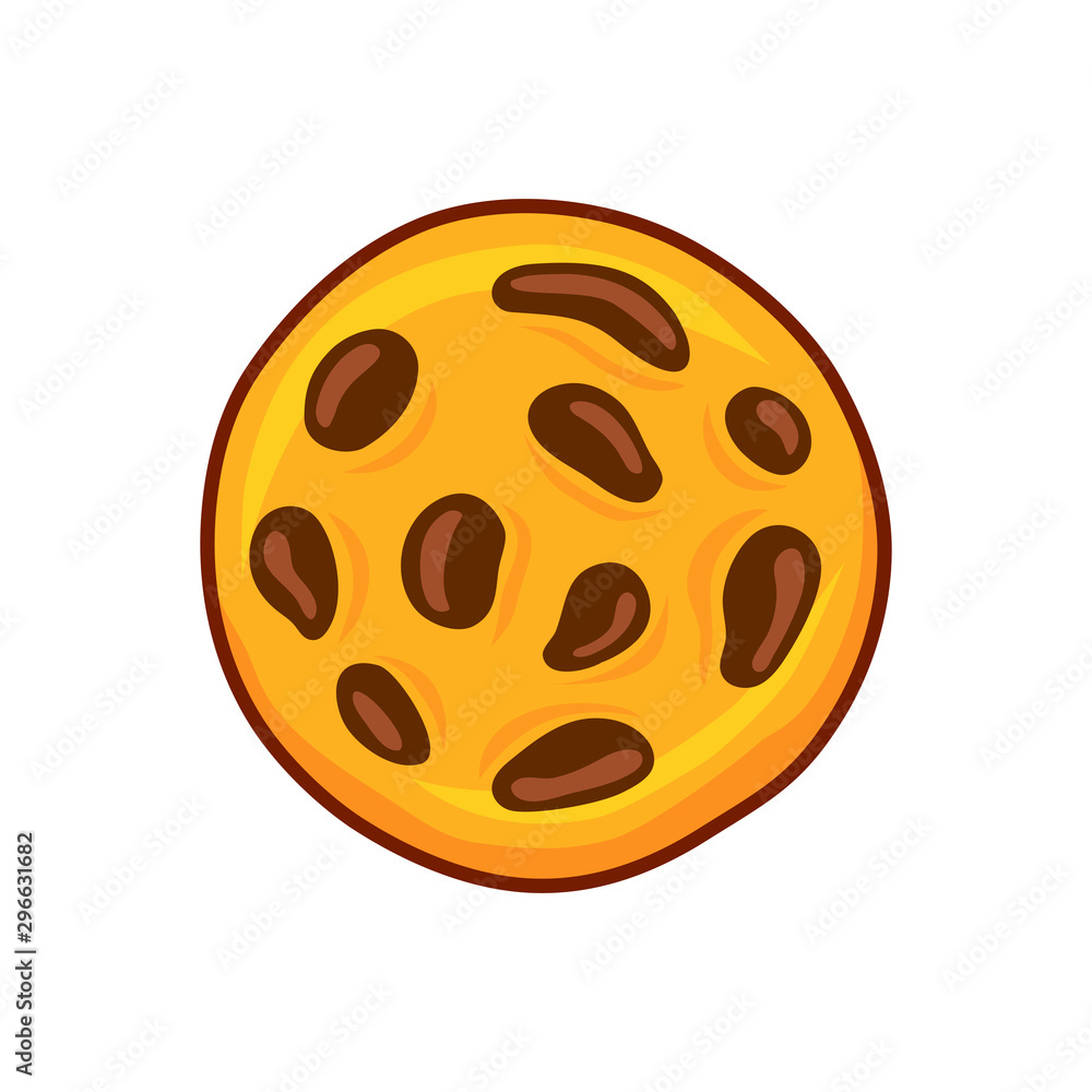 Fototapeta premium Cartoon chocolate chip cookie. Vector illustration.