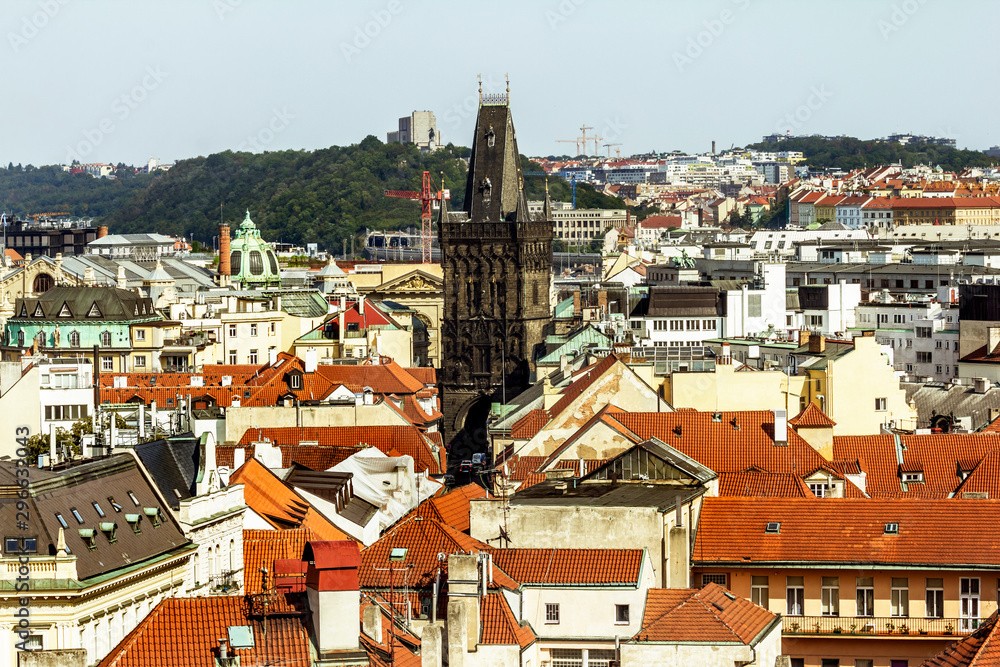 View from the height of the Powder tower in Prague.