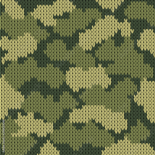 Colorful military decorative camouflage. Knitting khaki pattern. Vector illustration.