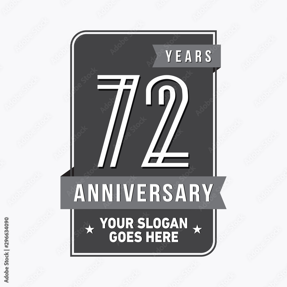 Fototapeta premium 72 years anniversary design template. Seventy-two years celebration logo. Vector and illustration.