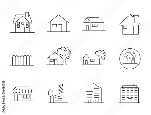set icon of house, included the icon as home, house, palace, apartment, resort, store and more.
