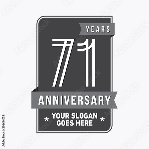 71 years anniversary design template. Seventy-one years celebration logo. Vector and illustration.