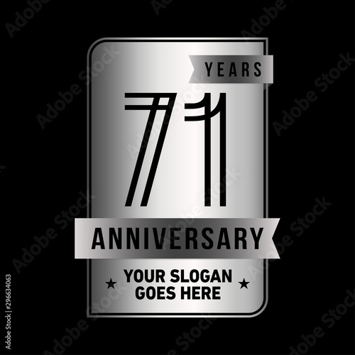 71 years anniversary design template. Seventy-one years celebration logo. Vector and illustration.