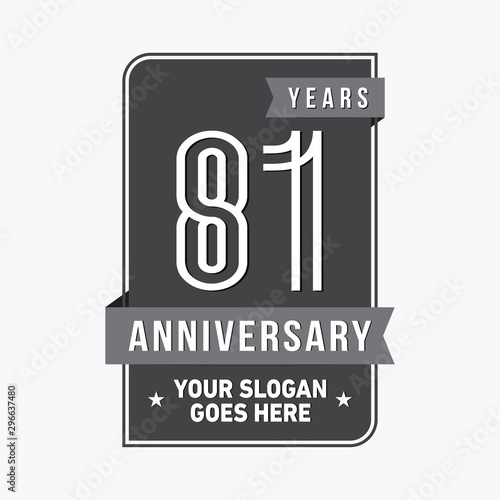 81 years anniversary design template. Eighty-one years celebration logo. Vector and illustration.