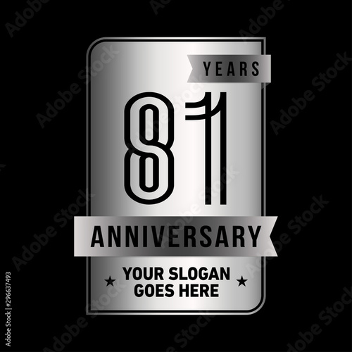 81 years anniversary design template. Eighty-one years celebration logo. Vector and illustration.